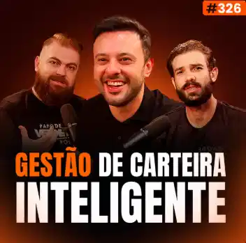 Capa do podcast Papo de Vendedor na cor laranja escuro com a foto do convidado, Matheus Pagani, ao centro. Abaixo, o título, na cor branca e laranja, Gestão de Carteira Inteligente.
